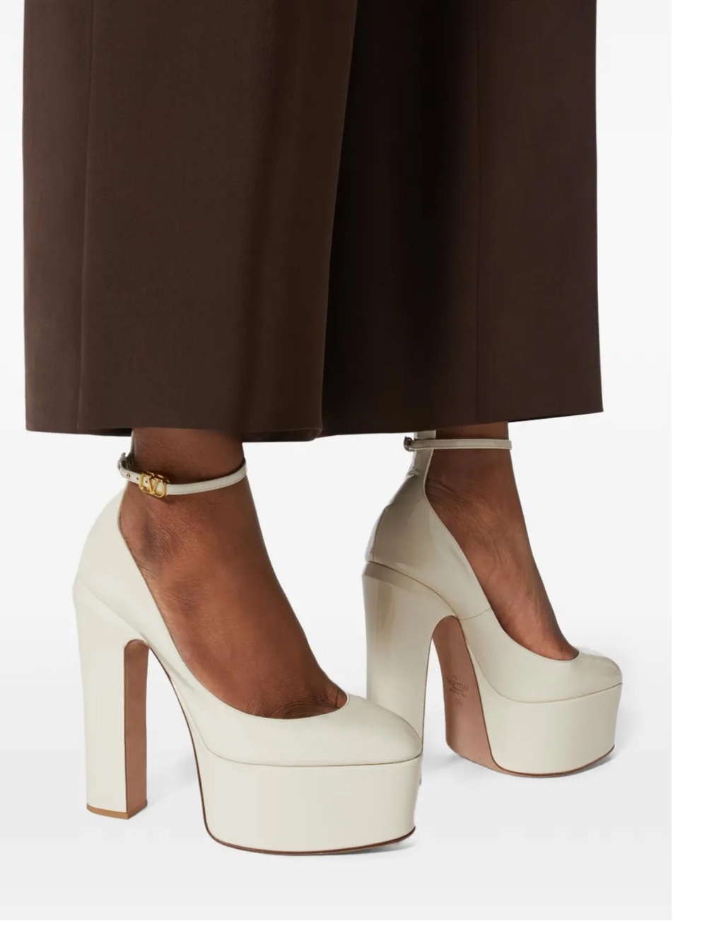 Valentino Garavani Cream Platform Ankle-Strap Pumps